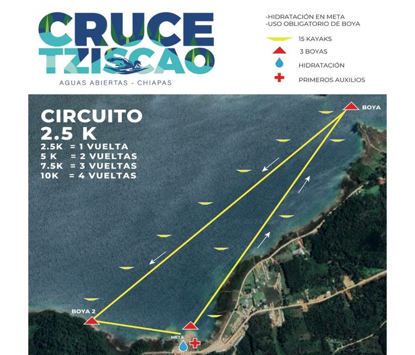 10ª EDICIÓN CRUCE TZISCAO AGUAS ABIERTAS CHIAPAS  Ruta